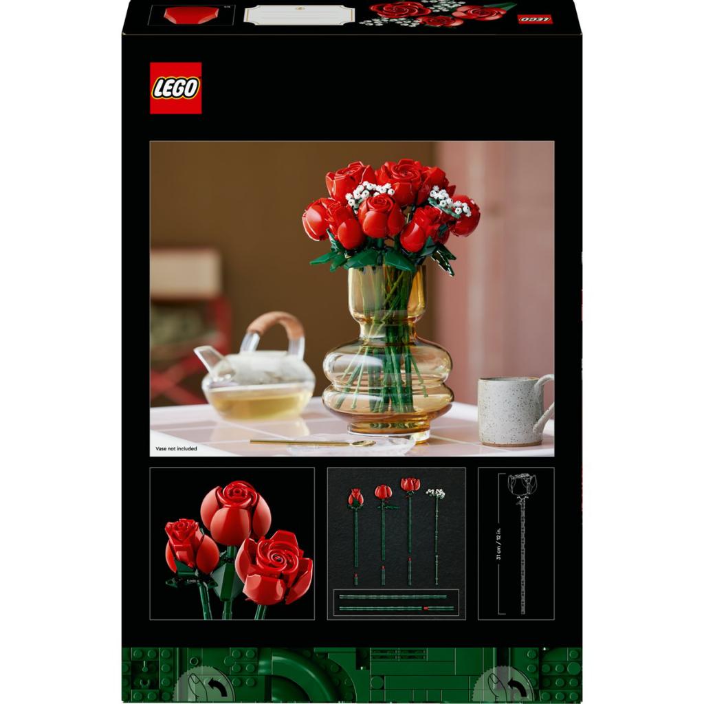 LEGO® Icons Gül Buketi 10328 - Yetişkinler için Dekoratif, Koleksiyonluk ve Sergilenebilir Yaratıcı Çiçek Model Yapım Seti (822 Parça)