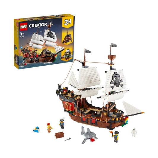LEGO Creator 3'ü 1 Arada Korsan Gemisi 31109- 9 Yaş ve Üzeri İçin Korsan Hanı ve Kafatası Adası Modeli İçeren Yaratıcı Oyuncak Yapım Seti (1260 Parça)