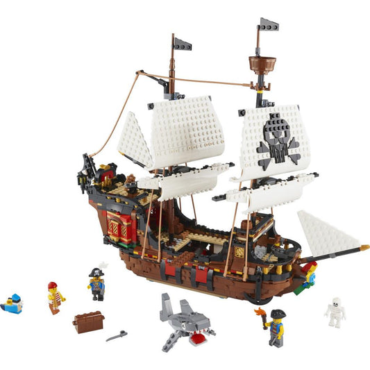 LEGO Creator 3'ü 1 Arada Korsan Gemisi 31109- 9 Yaş ve Üzeri İçin Korsan Hanı ve Kafatası Adası Modeli İçeren Yaratıcı Oyuncak Yapım Seti (1260 Parça)