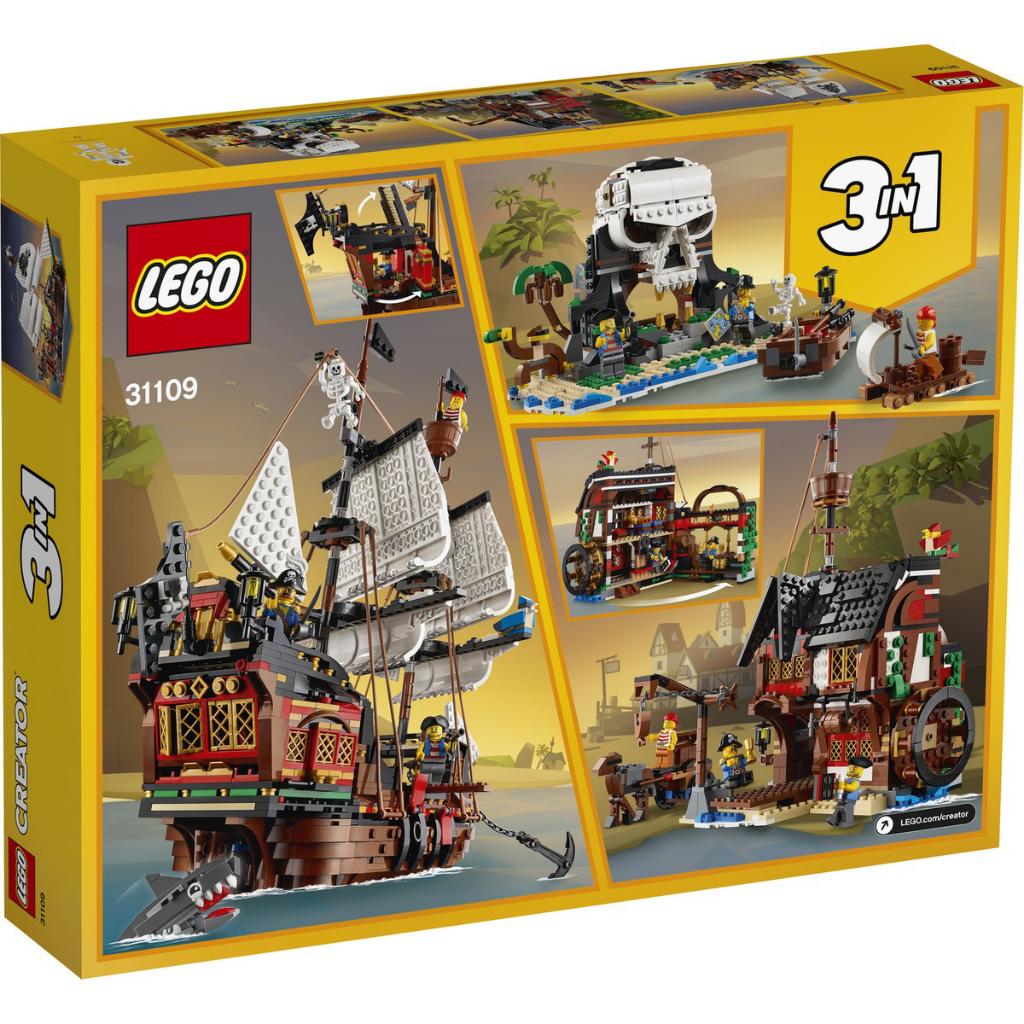 LEGO Creator 3'ü 1 Arada Korsan Gemisi 31109- 9 Yaş ve Üzeri İçin Korsan Hanı ve Kafatası Adası Modeli İçeren Yaratıcı Oyuncak Yapım Seti (1260 Parça)